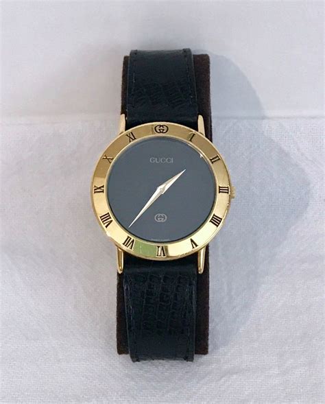 vintage gucci watch black face no numerals|men's black diamond Gucci watch.